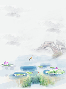 中国风水墨画海报背景素材