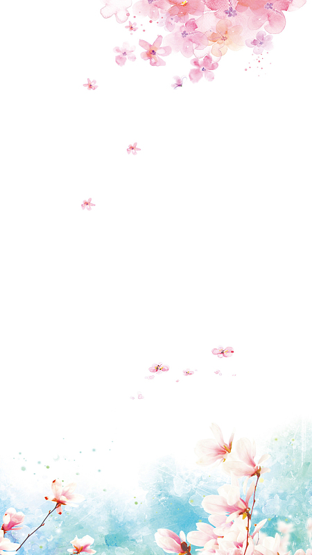 水墨粉色花朵飘散背景
