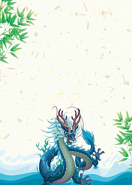 简约漂浮花瓣树叶青龙飞龙龙王背景素材