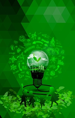 绿色创意灯泡节能环保宣传海报背景素材