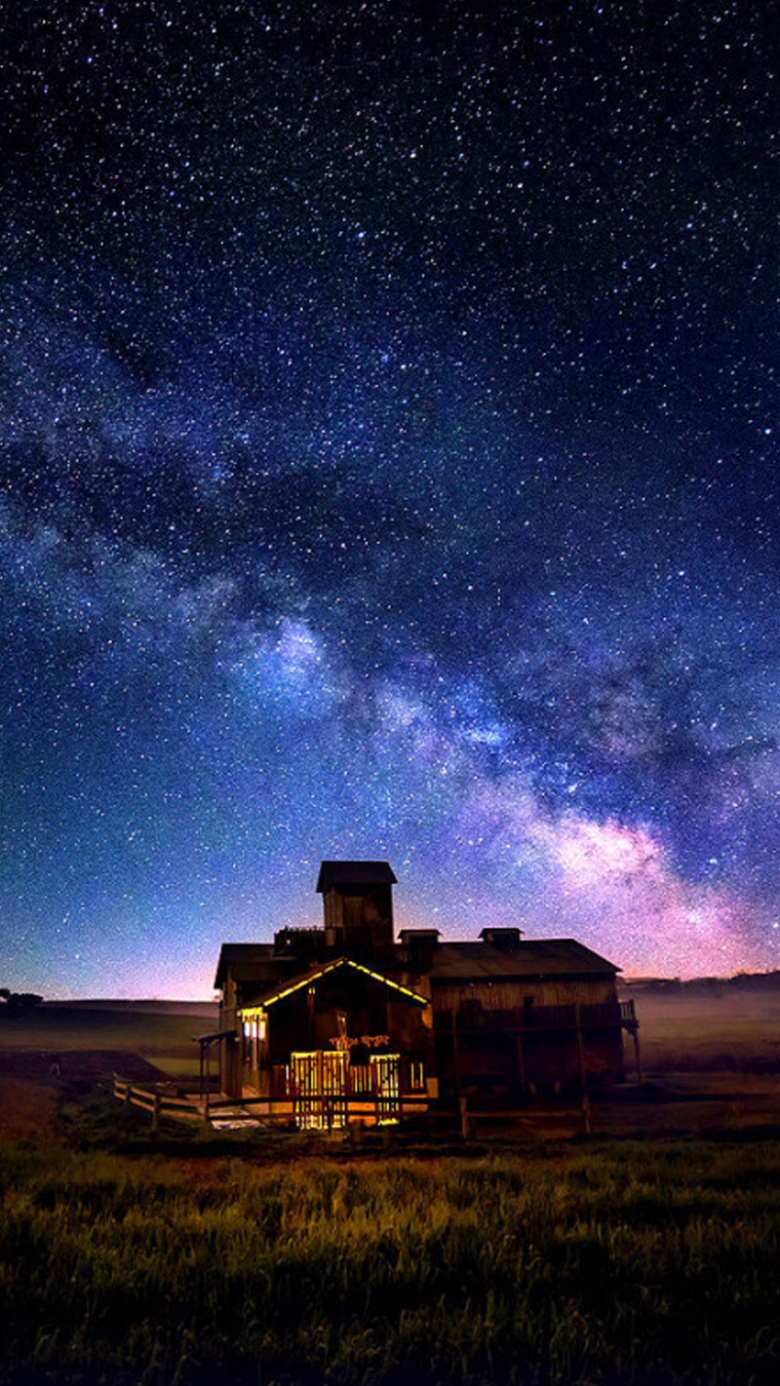 夜晚星空别墅h5背景元素
