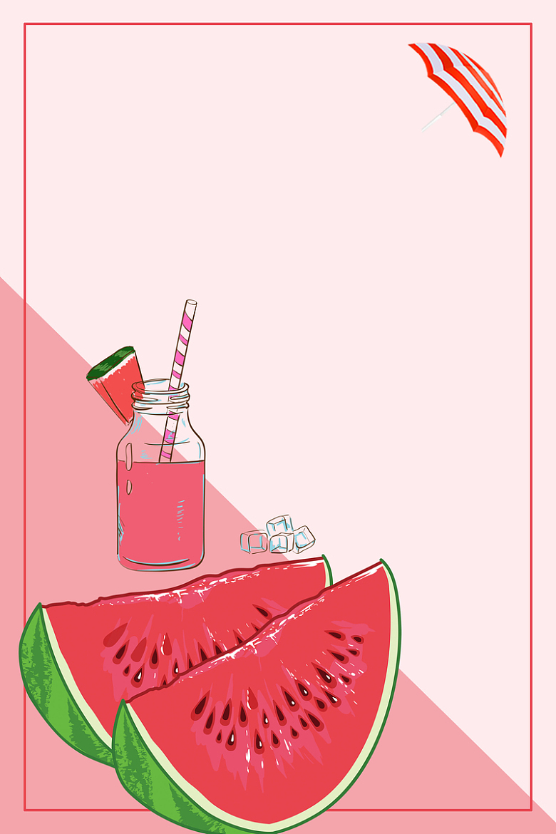 鲜榨西瓜汁夏季果汁海报背景素材