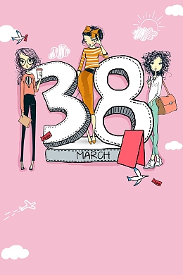 38妇女节粉色少女背景