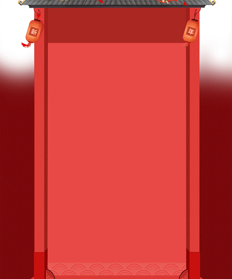 屋檐灯笼红色新年节日背景