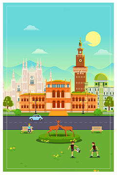 异国风情国外出游海报背景素材