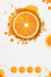 水彩清新橙子果汁