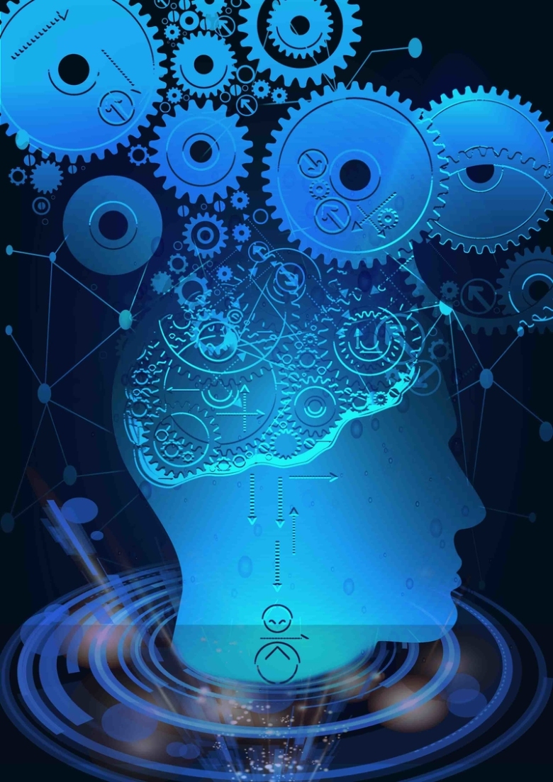 创意齿轮蓝色科技海报背景模板