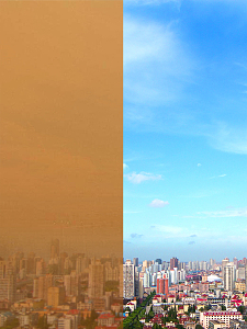 天空城市你好蓝天公益海报背景