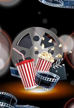 电影海报背景素材jpg卡通电影院漫画宣传海报psdjpg娱乐电影院爆米花