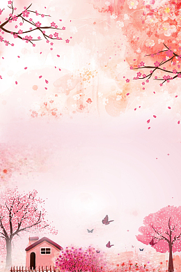 春天红色花海海报背景