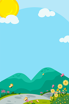 简约绿色春天花草阳光素雅 通用 展板背景