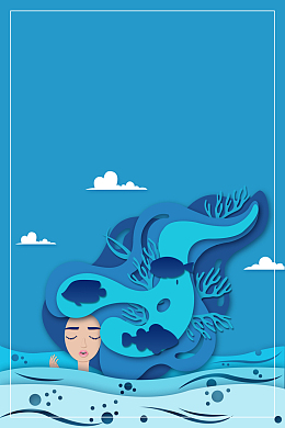 夏季剪纸背景图
