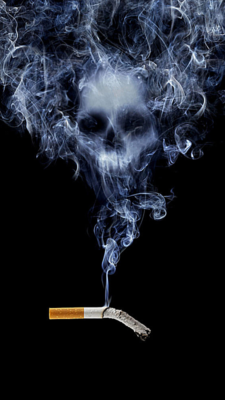 黑色香烟和骷髅图案h5背景元素