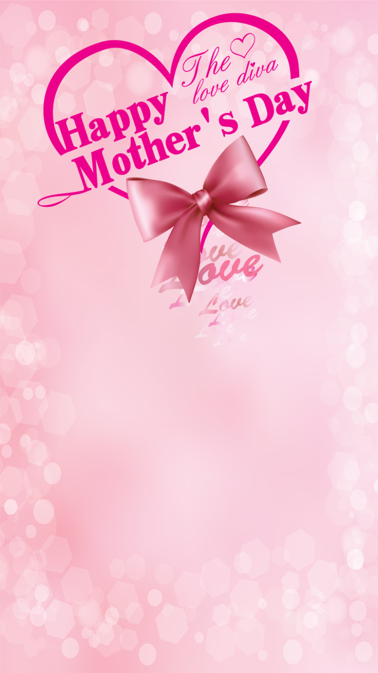 母亲节粉色爱心蝴蝶结h5背景素材