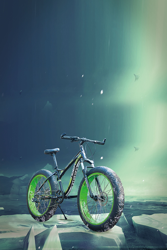 创意山地自行车海报背景素材