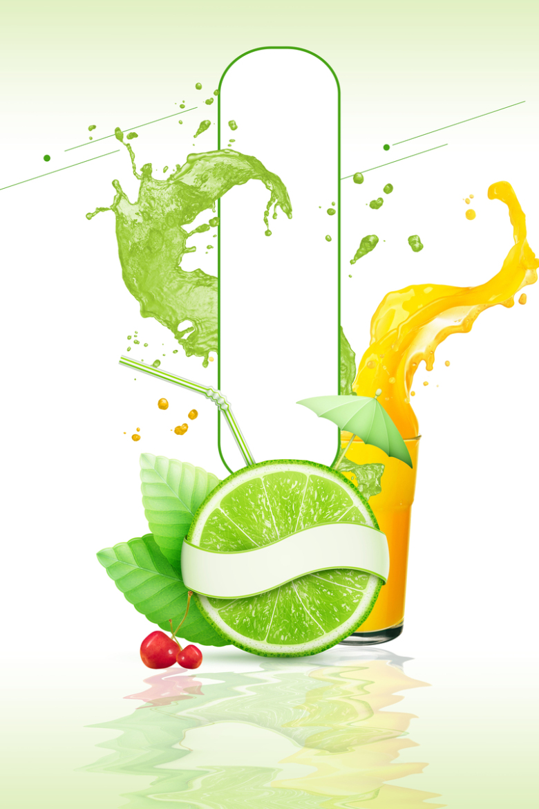 鲜榨果汁柠檬汁夏季饮品海报背景素材