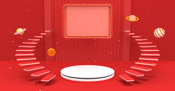 C4D 红色banner