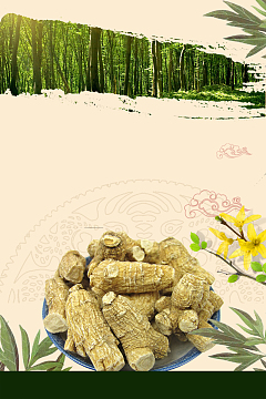 创意小清新鹿茸中草药海报背景