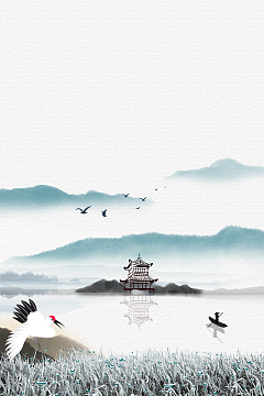 水墨风白露节气背景