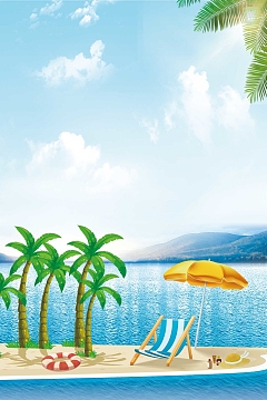 夏季沙滩泳海边旅游休闲海报