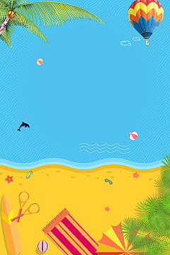 夏季沙滩泳海边旅游休闲海报