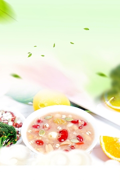 红豆薏米粥美食海报