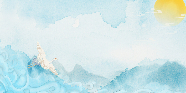 中国风淡蓝色仙鹤天空背景