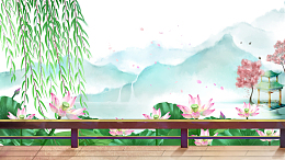 古风亭台背景图元素