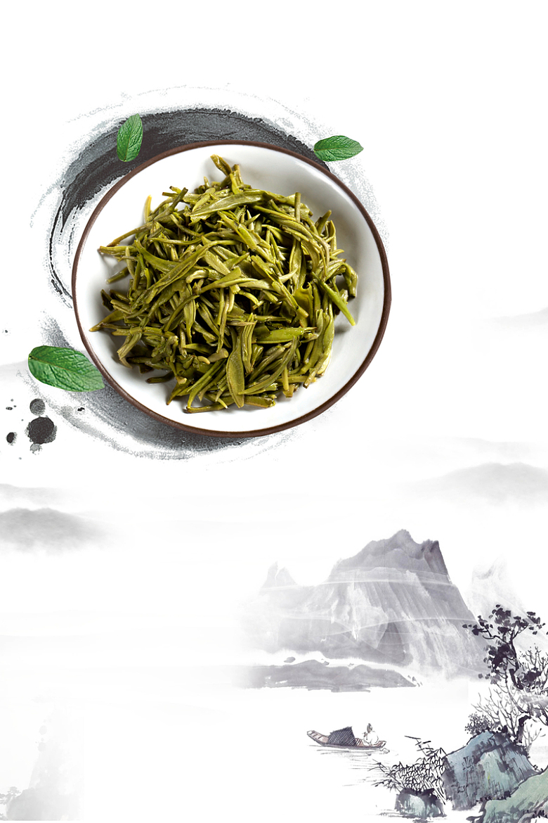 茶文化水墨背景元素
