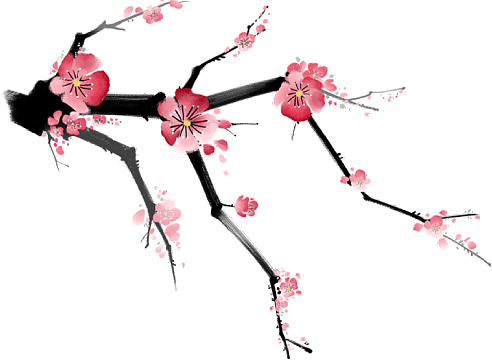 古风水墨梅花元素免扣PNG