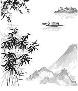 免扣PNG水墨画古风风景背景