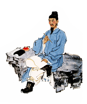 古风水墨画手绘人免扣PNG