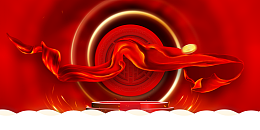 51劳动节背景红色背景绸缎台面