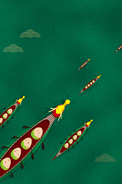 端午节背景划龙舟祥云粽子