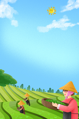 手绘卡通夏季节气背景图