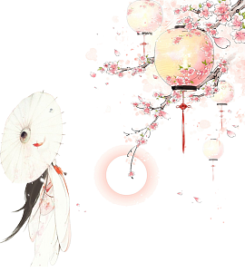 花树下油纸伞古风背影