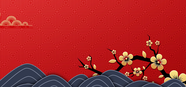梅花红色背景