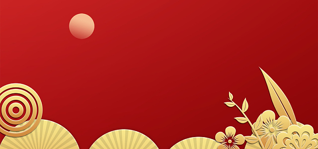 金色国潮元素红色背景