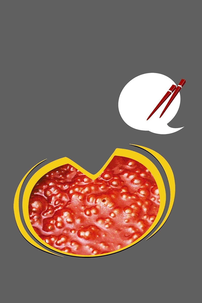 香辣酱调味酱豆瓣酱筷子盘子美食海报背景