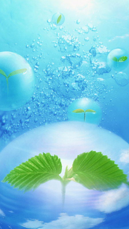 蓝天白云绿叶h5背景素材