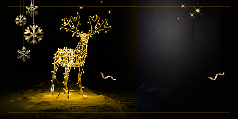 圣诞节简约金色麋鹿金带展板背景
