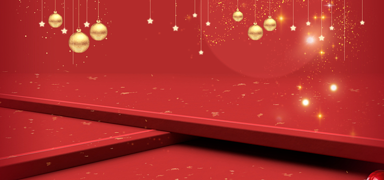 圣诞节红色高档金球banner
