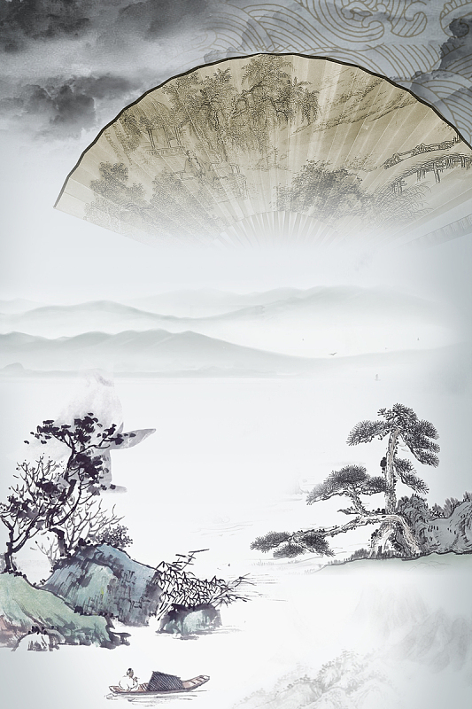 水墨古风背景图元素图