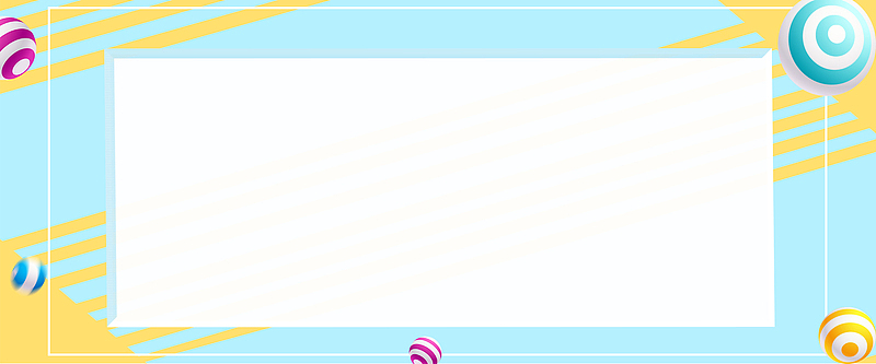 卡通彩球边框蓝色背景