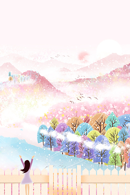 手绘卡通粉色背景图