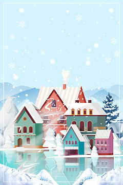 手绘2.5D房子装饰背景图