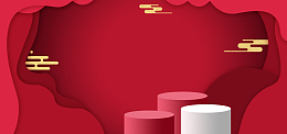 红色大气展台美妆大促banner