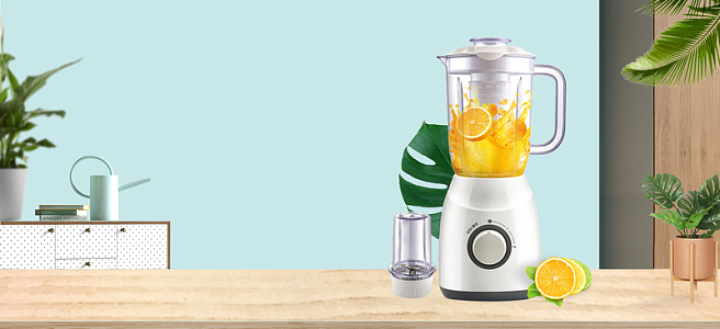 水果榨汁机简约蓝色背景