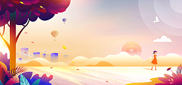 金秋时节扁平化唯美秋季banner