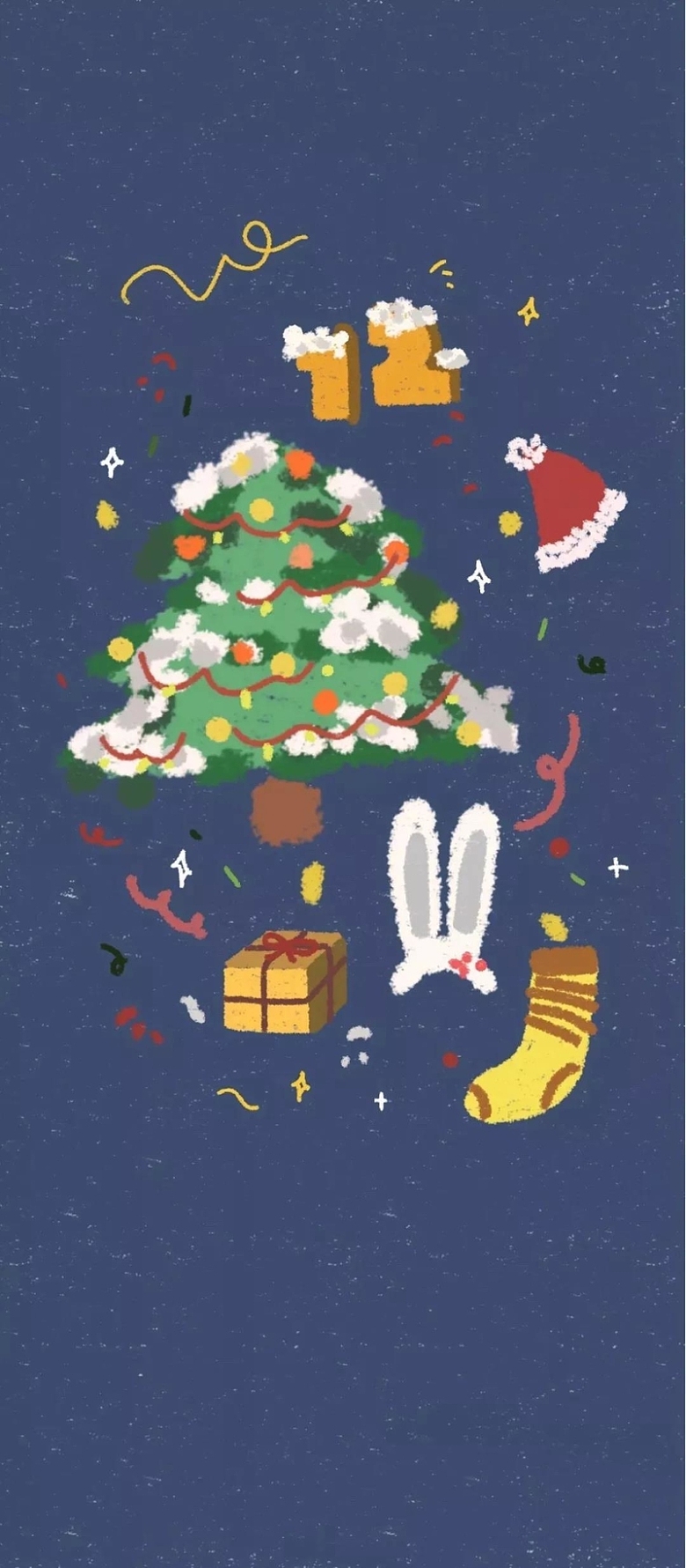 手绘圣诞树装饰品背景